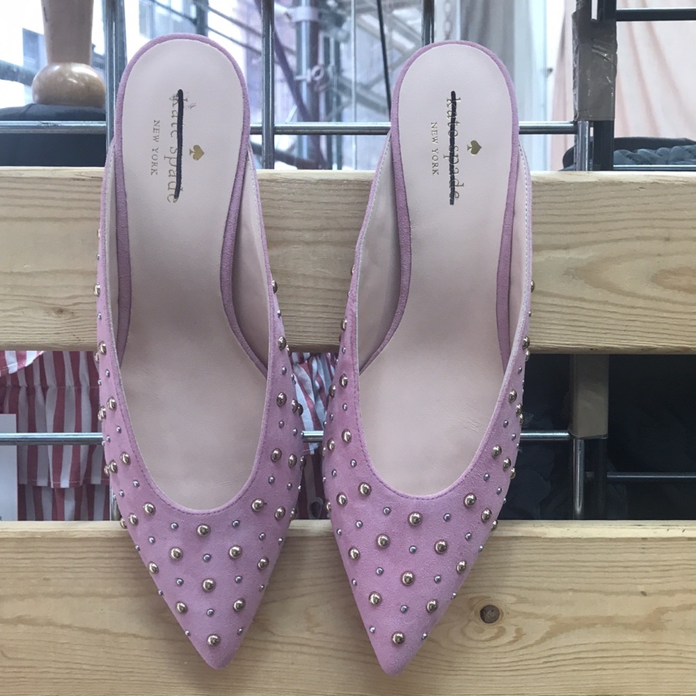 Kate Spade Pink Studded Mules - Picture 6 of 7